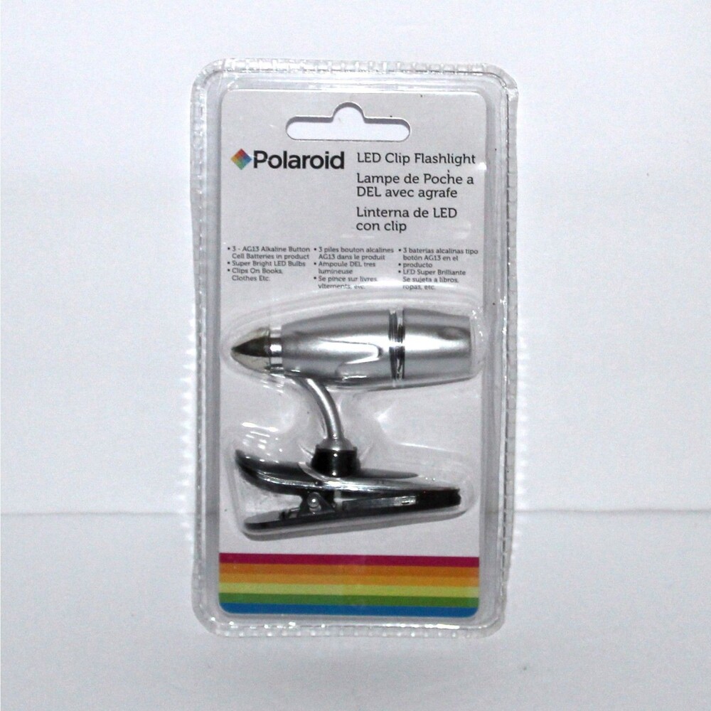 Polaroid LED Clip Flashlight NEW book clothes